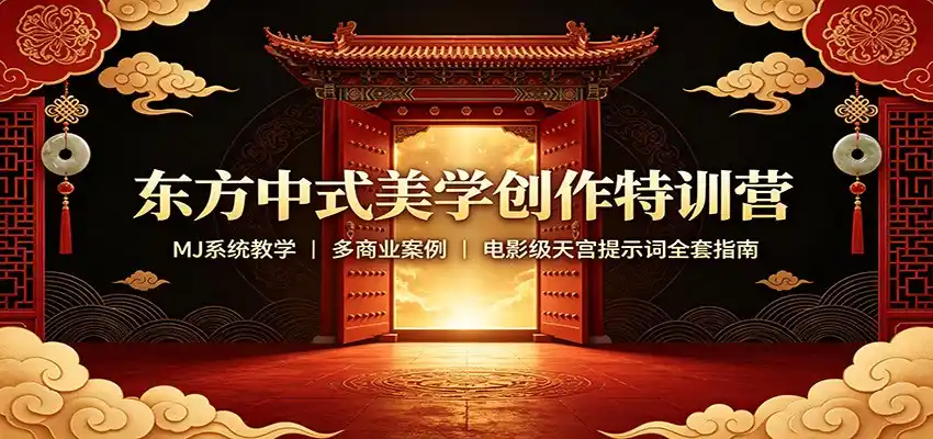 东方中式美学创作特训营：MJ系统教学，多商业案例，电影级天宫提示词全套指南-星云网创