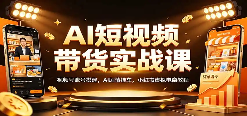 AI短视频带货实战课：视频号账号搭建，AI剧情挂车，小红书虚拟电商教程-星云网创