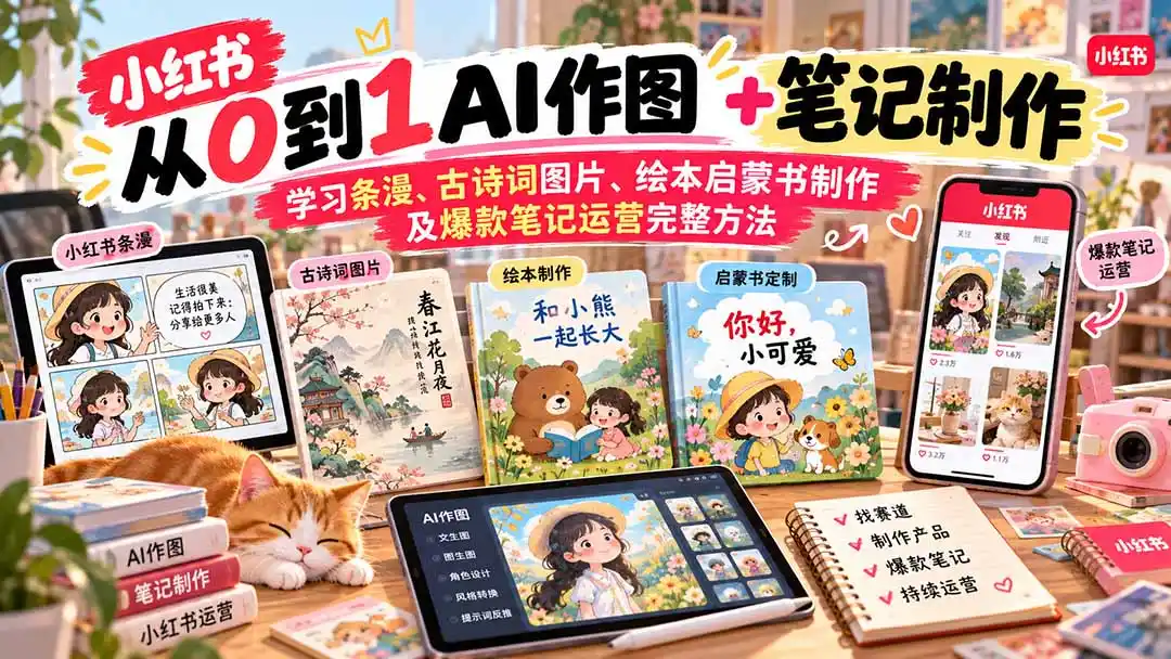2026小红书AI内容创作从0到1：学习条漫、古诗词图片、绘本启蒙书制作及爆款笔记运营完整方法-星云网创