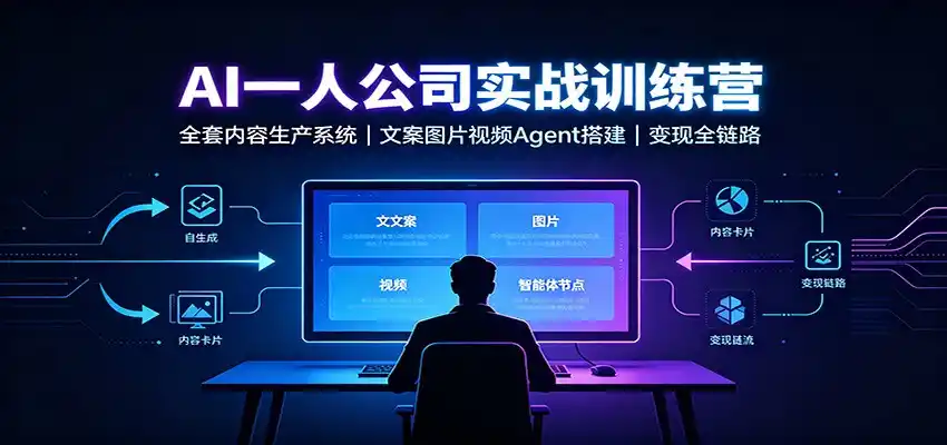 AI创作一人公司实战训练营：全套内容生产系统，文案图片视频Agent搭建变现全链路-星云网创