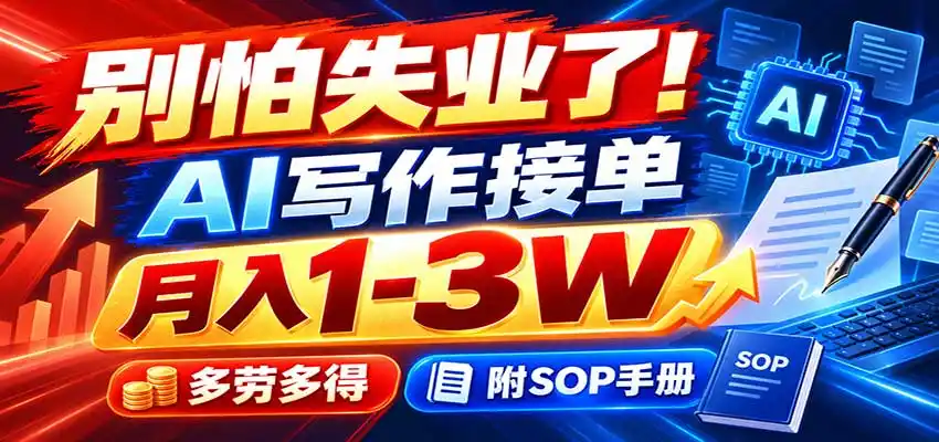 别怕失业了！AI写作接单月入1-3W，多劳多得，附SOP手册-星云网创