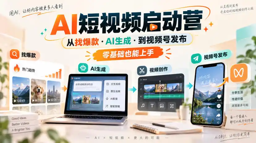 AI短视频启动营，从找爆款·AI生成·到视频号发布，零基础也能上手-星云网创