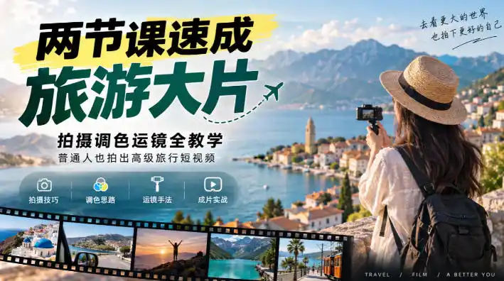 两节课速成旅游大片｜拍摄调色运镜全教学，普通人也拍出高级旅行短视频-星云网创