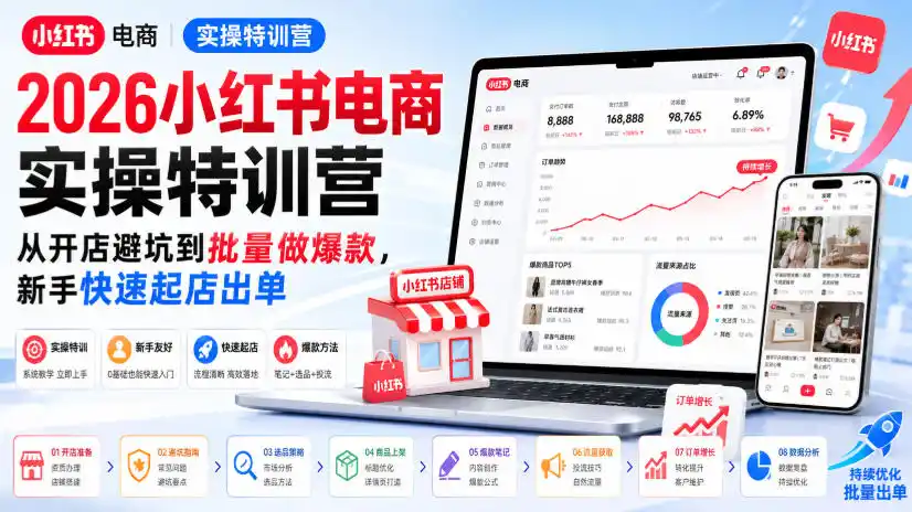 2026小红书电商实操特训营，从开店避坑到批量做爆款，新手快速起店出单-星云网创