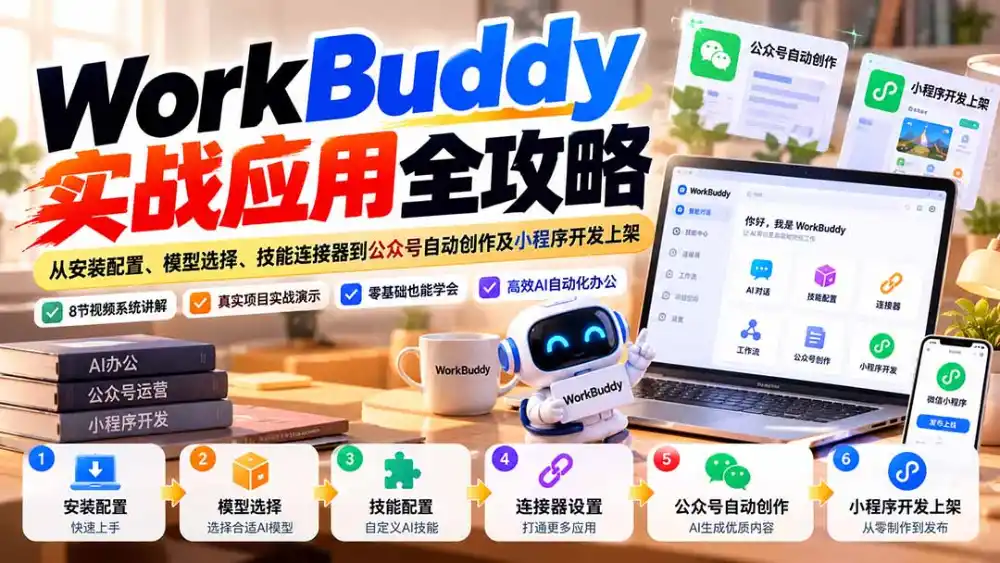 WorkBuddy 实战应用全攻略：从安装配置、模型选择、技能连接器到公众号自动创作及小程序开发上架-星云网创