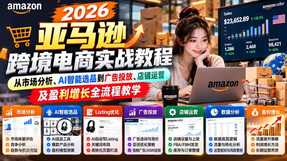 2026亚马逊跨境电商实战教程-更新1027，从市场分析、AI智能选品到广告投放、店铺运营及盈利增长全流程教学-星云网创