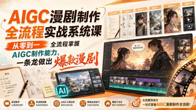 AIGC漫剧制作全流程实战系统课，从零到一全流程掌握AIGC制作能力，一条龙做出爆款漫剧-星云网创