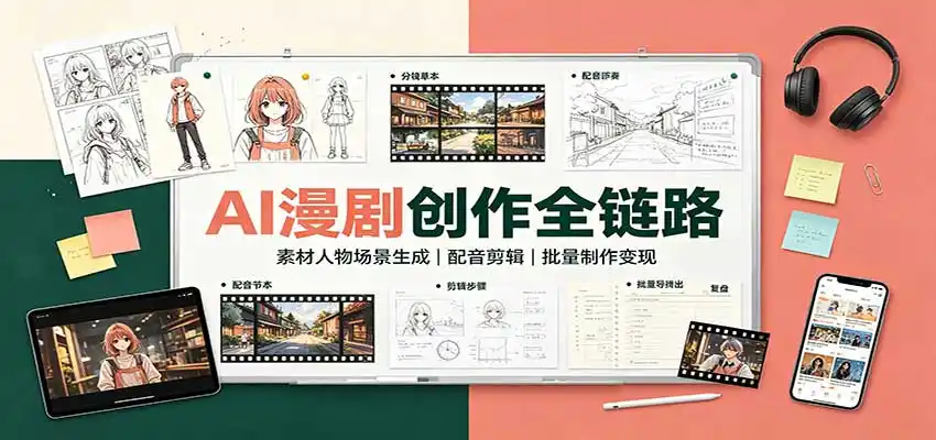AI漫剧创作全链路：素材人物场景生成，配音剪辑，批量制作变现-星云网创