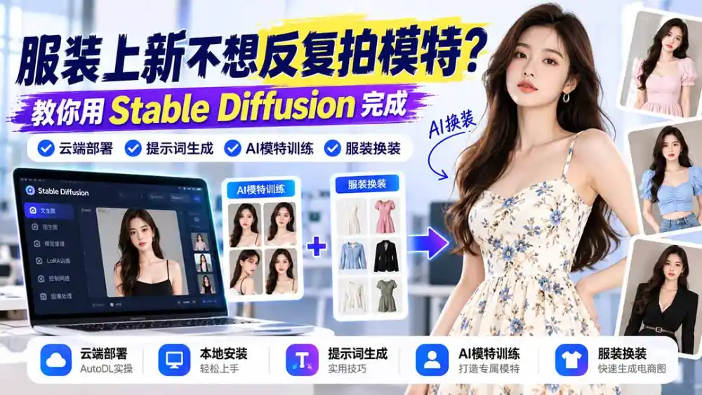 服装上新不想反复拍模特？教你用Stable Diffusion完成云端部署、提示词生成、AI模特训练与换装-星云网创