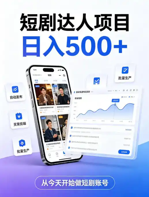 短剧达人项目，日入500+，普通人的创业计划，低门槛开启线上副业新机遇【揭秘】-星云网创