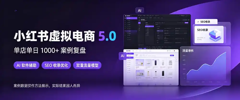 小红书虚拟电商5.0，单店单日1000+，AI软件+SEO收录，双重流量稳定出单【揭秘】-星云网创