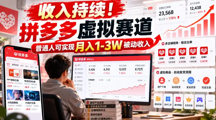收入持续！拼多多虚拟赛道，普通人可实现月入1-3 W被动收入【揭秘】-星云网创