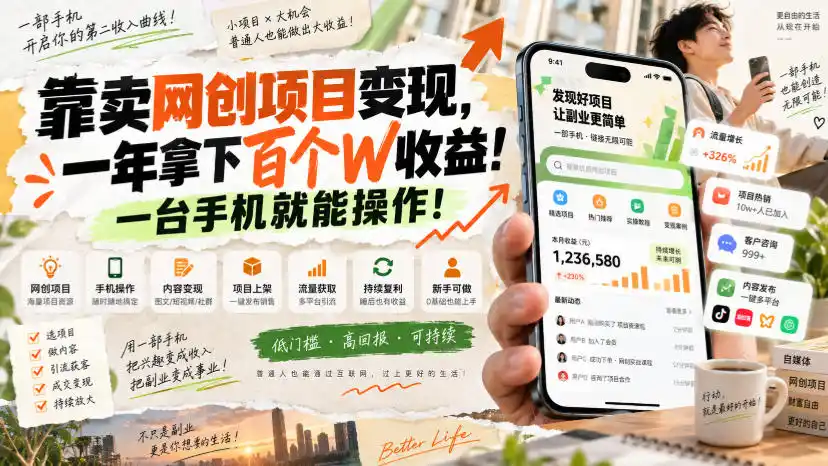 网创小程序虚拟资料变现,一年拿下百万收益,一部手机就可以做,0成本变现副业!-星云网创