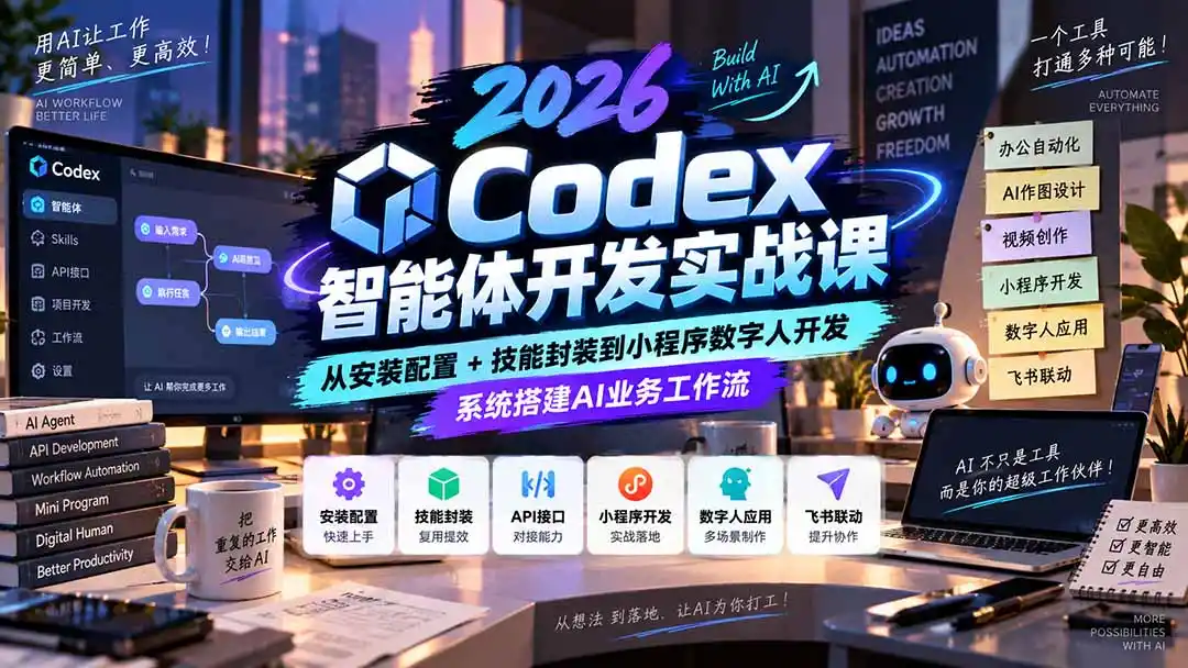 2026Codex智能体开发实战课：从安装配置+技能封装到小程序数字人开发，系统搭建AI业务工作流-星云网创