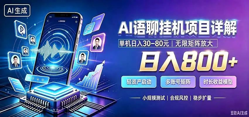 AI语聊挂机，日入800+，适用个人副业，工作室矩阵操作-星云网创
