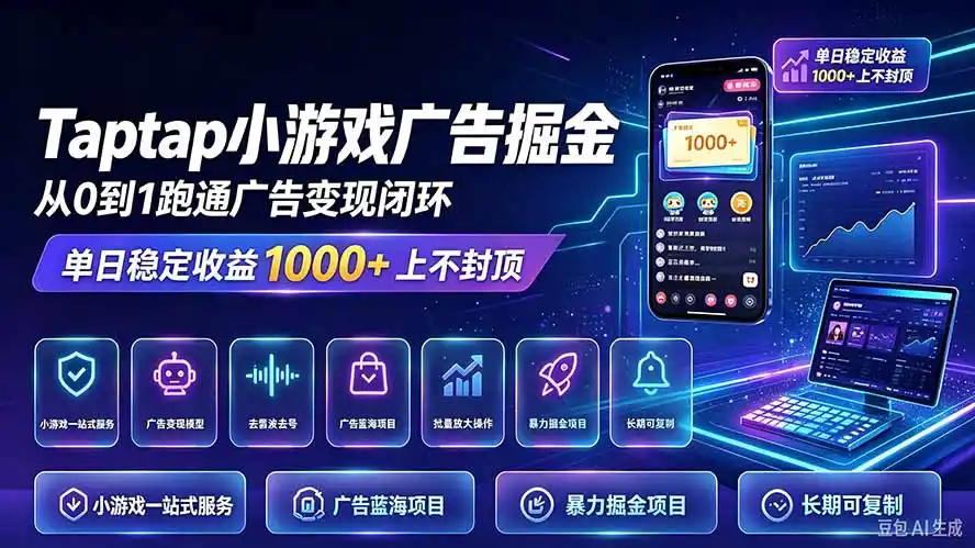 TapTap小游戏广告掘金日赚收益1000+上不封顶-星云网创