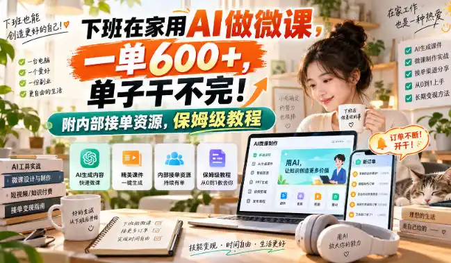 下班在家用AI做微课，一单600+，单子干不完！附内部接单资源，保姆级教程【揭秘】-星云网创