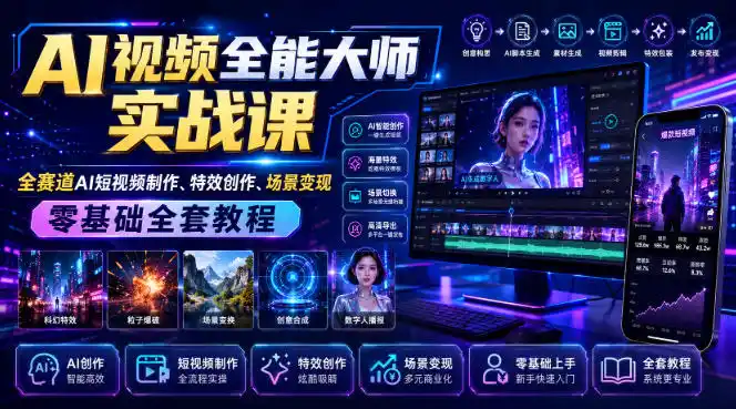 AI视频全能大师实战课｜全赛道AI短视频制作、特效创作、场景变现零基础全套教程-星云网创