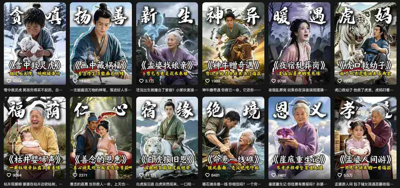抖音67W粉丝博主的AI民间故事教学，从起号、文案、剪辑到多平台变现全流程，伙伴分成计划接广告等多种收益，月入1W+-星云网创