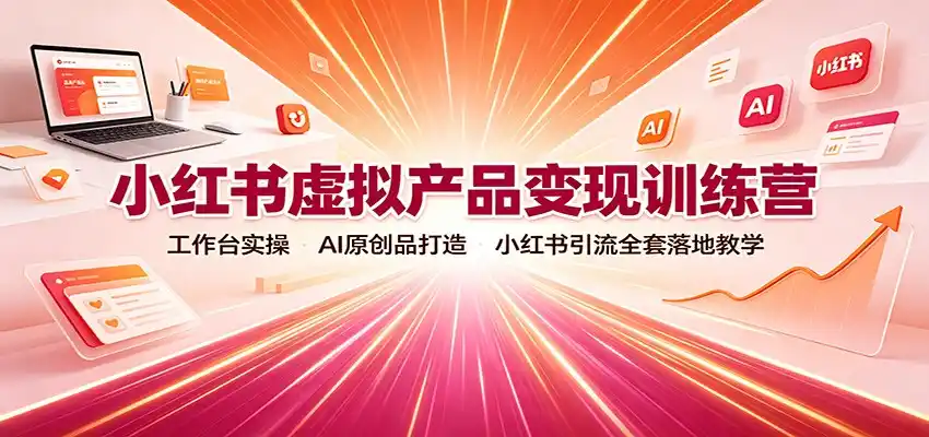 小红书虚拟产品变现训练营：工作台实操，AI原创品打造，小红书引流全套落地教学-星云网创