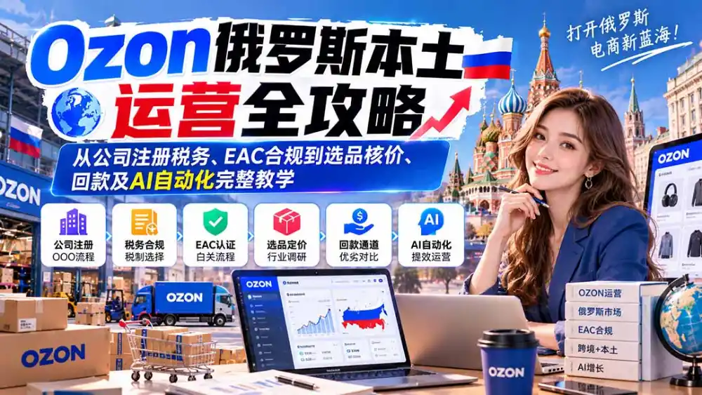 Ozon俄罗斯本土运营全攻略：从公司注册税务、EAC合规到选品核价、回款及AI自动化完整教学-星云网创