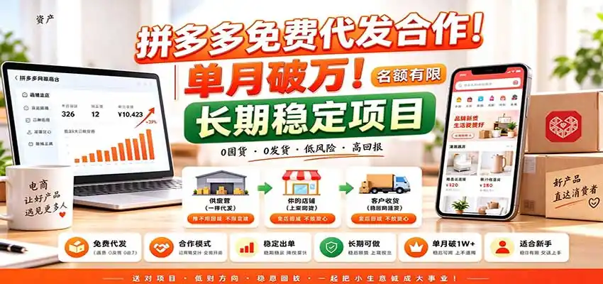 拼多多免费代发合作｜单月破万！长期稳定项目，名额有限-星云网创