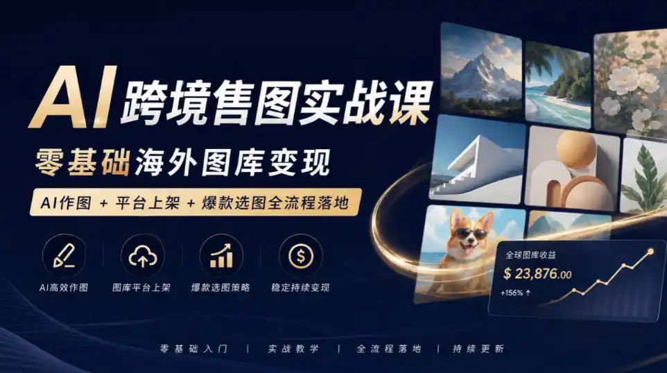 AI跨境售图实战课,零基础海外图库变现,AI作图+平台上架+爆款选图全流程落地-星云网创
