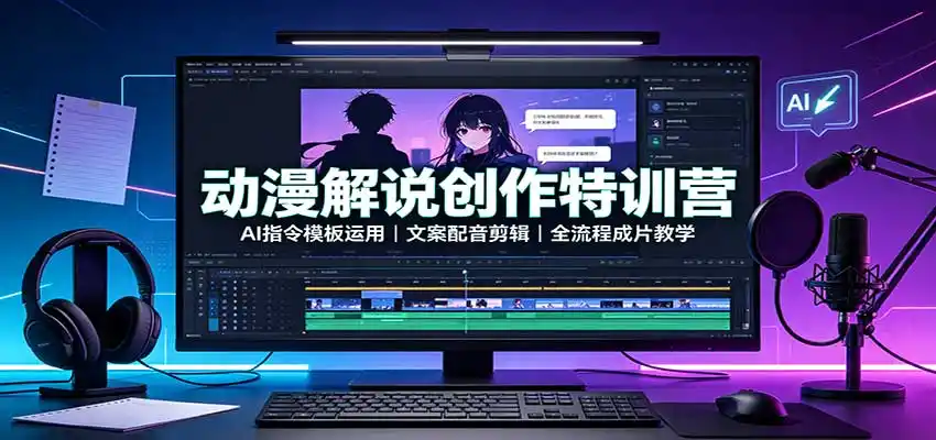 动漫解说创作特训营：AI指令模板运用，文案配音剪辑，全流程成片教学-星云网创