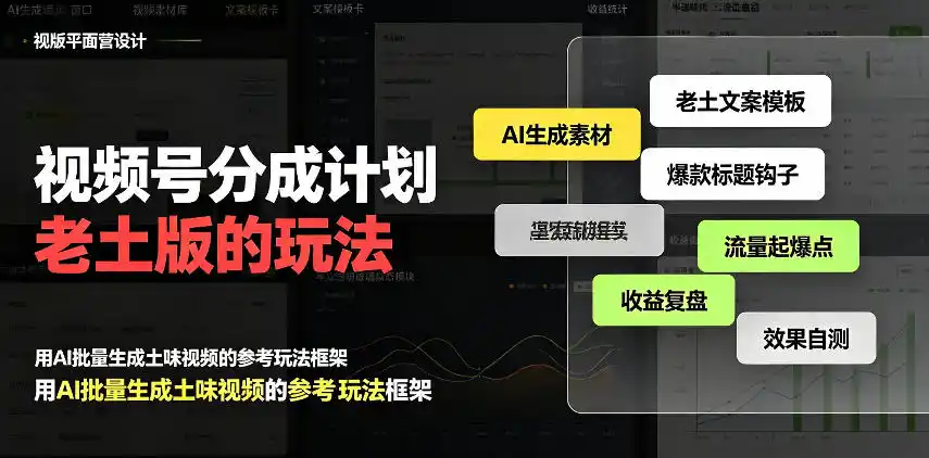 视频号分成计划老土版的玩法，流量爆炸，每天收益300+，纯靠AI生成，越土的玩法，越高级-星云网创