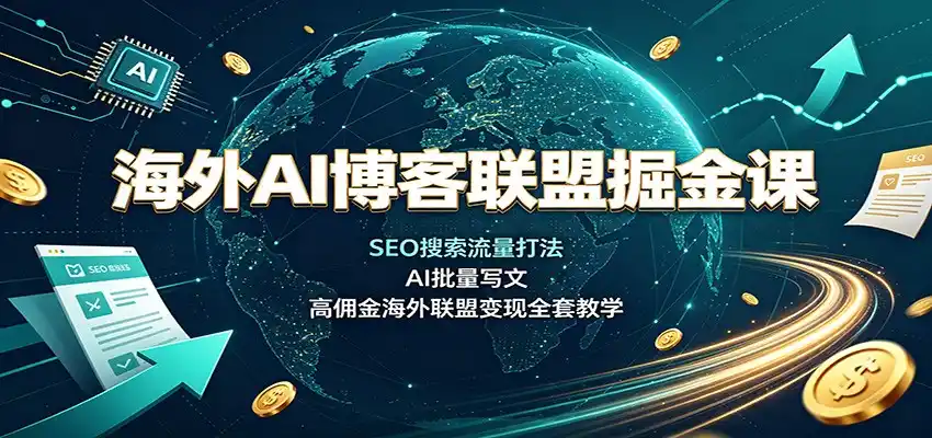 海外AI博客联盟掘金课：SEO搜索流量打法，AI批量写文，高佣金海外联盟变现全套教学-星云网创