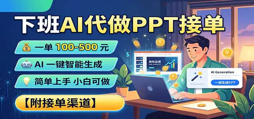 下班AI代做PPT接单,一单100-500,AI一键生成,小白也能做,附接单渠道-星云网创