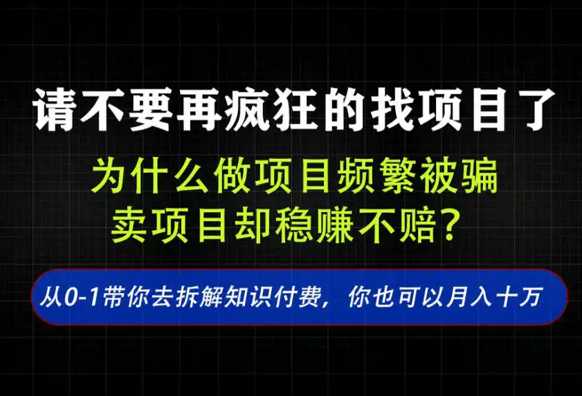找项目？别傻了！卖项目才是真的一本万利！看完你全都懂了【揭秘】-星云网创