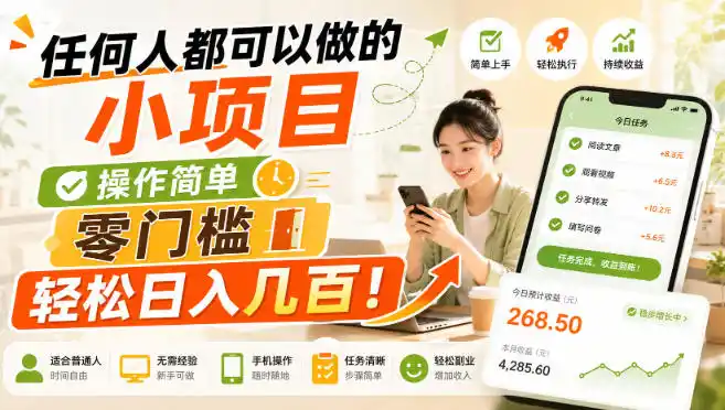 任何人都可以做的小项目：操作简单，零门槛轻松日入几百！【揭秘】-星云网创