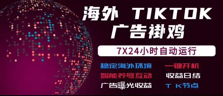 海外TikTok挂G流量变现，7X24自动运行，广告曝光收益，收益日结【揭秘】-星云网创