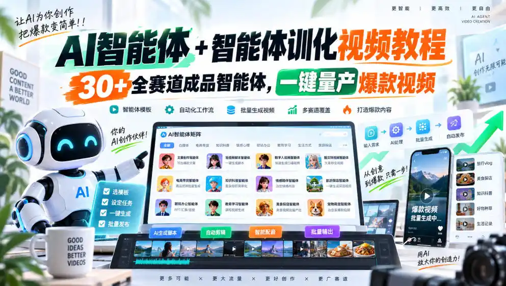 AI智能体+智能体训化视频教程,30+全赛道成品智能体,一键量产爆款视频-星云网创