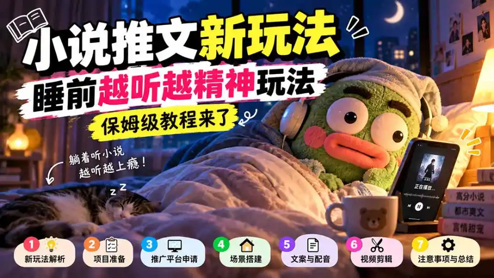 小说推文新玩法，睡前越听越精神玩法，保姆级教程来了-星云网创
