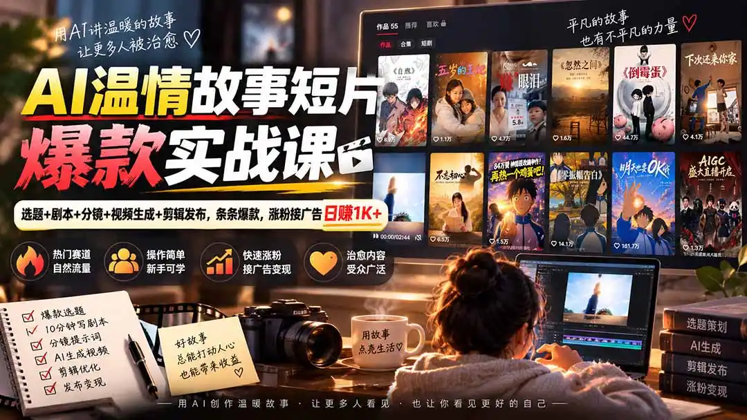 AI温情故事短片爆款实战课-更新｜选题+剧本+分镜+视频生成+剪辑发布，条条爆款，涨粉接广告日赚1K+-星云网创