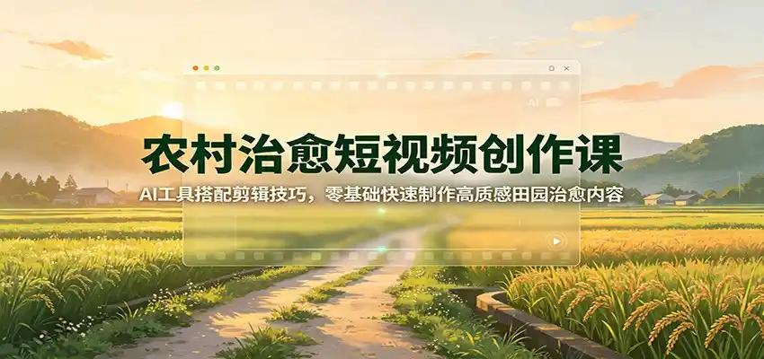 农村治愈短视频创作课：AI工具搭配剪辑技巧，零基础快速制作高质感田园治愈内容-星云网创