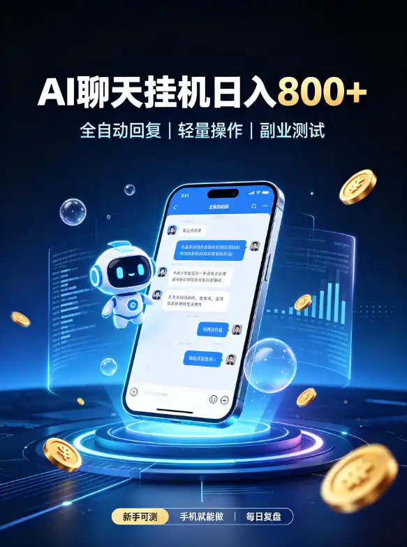 AI聊天挂G项目，日入800➕，全自动操作，适用个人副业，支持工作室矩阵操作【揭秘】-星云网创