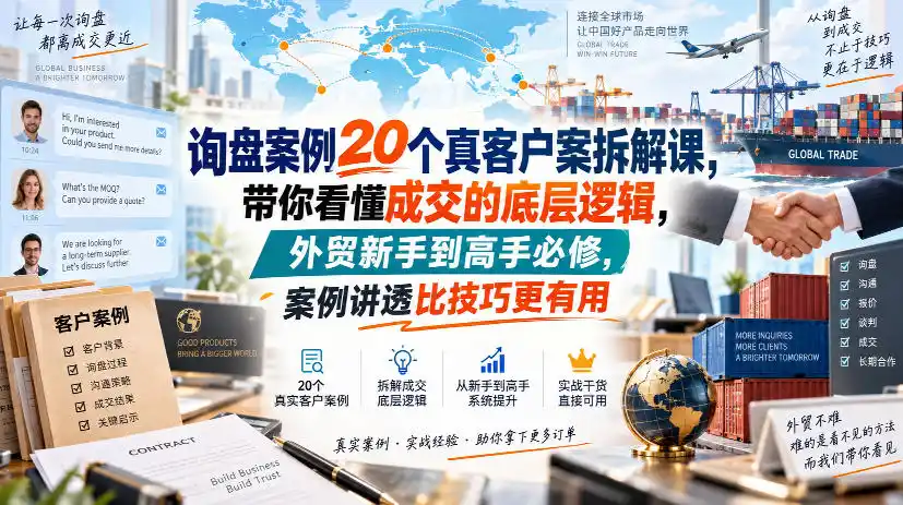 询盘案例20个真客户案拆解课，带你看懂成交的底层逻辑，外贸新手到高手必修，案例讲透比技巧更有用-星云网创