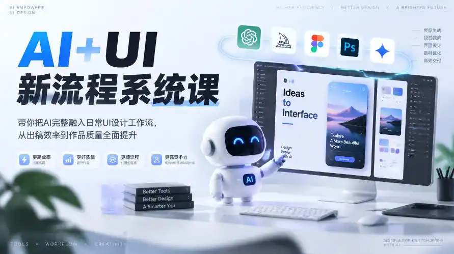 【无水印】AI+UI新流程系统课，带你把AI完整融入日常UI设计工作流，从出稿效率到作品质量全面提升(2026第4期)-星云网创