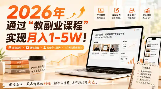 2026年通过“教副业课程”实现月入1-5W！毫无保留的全部教给你，长期稳定【揭秘】-星云网创