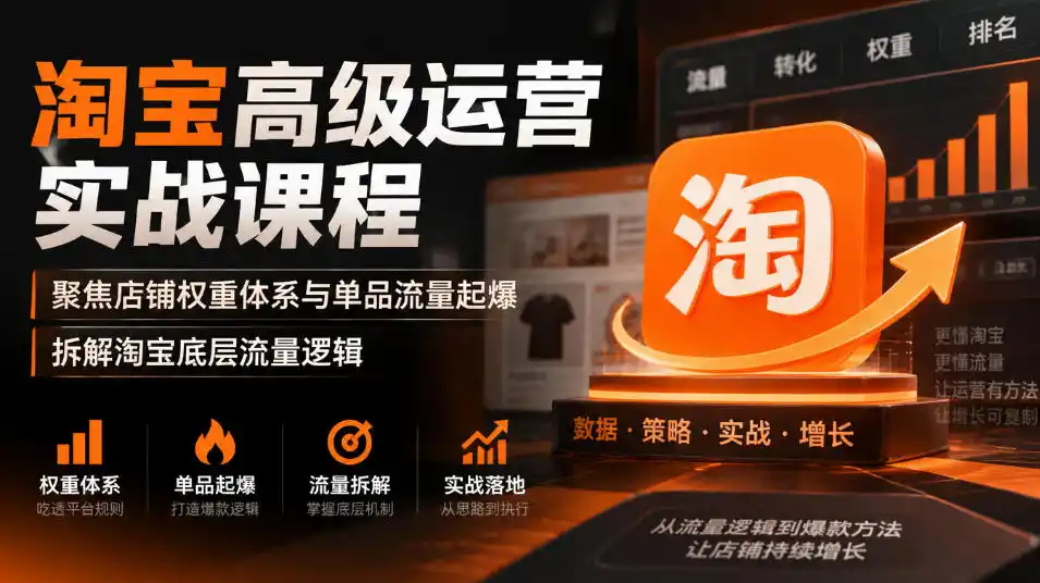 淘宝高级运营实战课程，聚焦店铺权重体系与单品流量起爆，拆解淘宝底层流量逻辑-星云网创