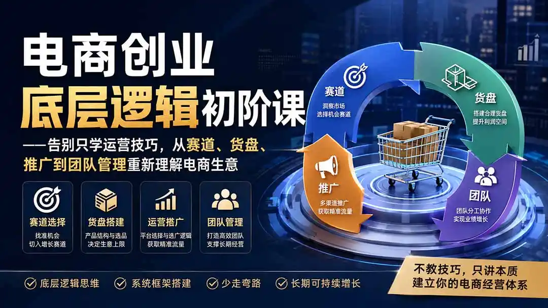 电商创业底层逻辑初阶课——告别只学运营技巧，从赛道、货盘、推广到团队管理重新理解电商生意-星云网创