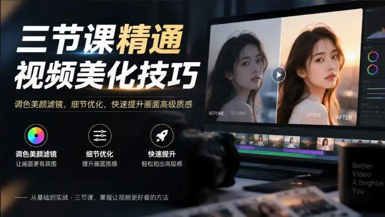三节课精通视频美化技巧｜调色美颜滤镜，细节优化，快速提升画面高级质感-星云网创