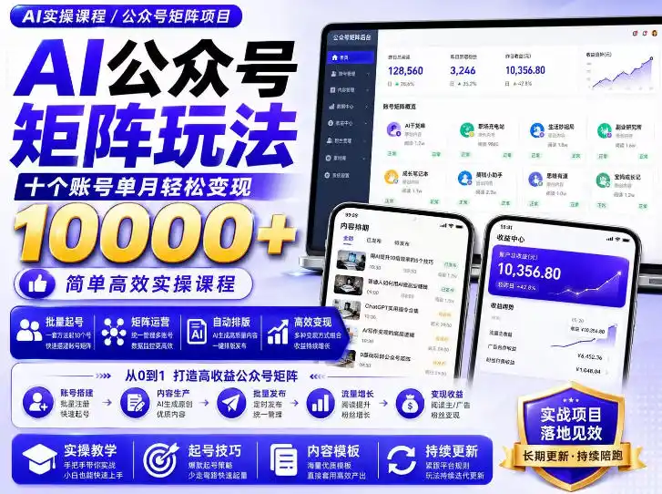 AI公众号矩阵实操玩法：内含价值399的提示词，三分钟一篇爆款文章，支持矩阵多账号运营-星云网创