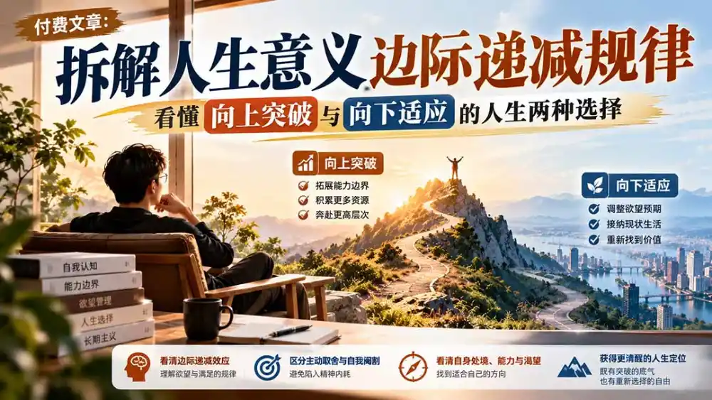 付费文章：拆解人生意义边际递减规律，看懂向上突破与向下适应的人生两种选择-星云网创