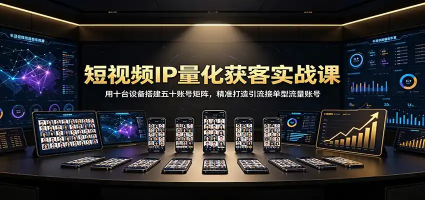 短视频IP量化获客实战课：用十台设备搭建五十账号矩阵，精准打造引流接单型流量账号-星云网创