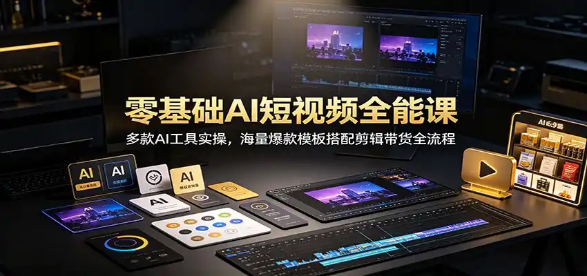 零基础AI短视频全能课：多款AI工具实操，海量爆款模板搭配剪辑带货全流程-星云网创