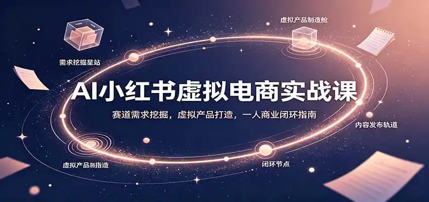 AI小红书虚拟电商实战课：赛道需求挖掘，虚拟产品打造，一人商业闭环指南-星云网创